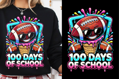 100 Days of School Football Drip Design, Teacher SVG Product Image 1