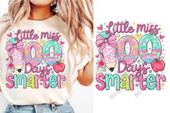 100 Days of School Png, Little miss 100 Days Smarter Svg Product Image 1