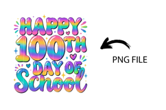 Tie Dye Rainbow 100 Days of School Png Product Image 2