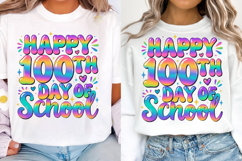 Tie Dye Rainbow 100 Days of School Png Product Image 3