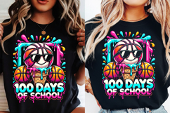 100 Days of School Basketball Drip Design, Teacher Png Product Image 3