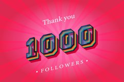 1000 social followers and subscribers Retro text effect Product Image 1