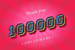 100000 social followers and subscribers Retro text effect Product Image 1
