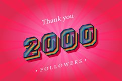 2000 social followers and subscribers Retro text effect Product Image 1