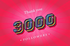 3000 social followers and subscribers Retro text effect Product Image 1
