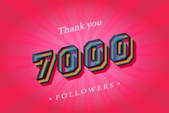 7000 social followers and subscribers Retro text effect Product Image 1