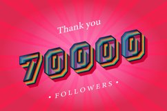 70000 social followers and subscribers Retro text effect Product Image 1