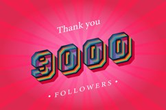 9000 social followers and subscribers Retro text effect Product Image 1