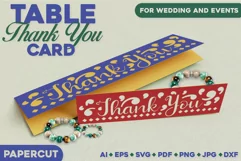 Table Thank You Card SVG - Easy to Cut and Fold SVG Project Product Image 1