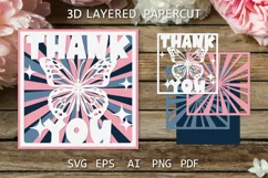 Thank You card design Layered Thank you SVG paper cut card