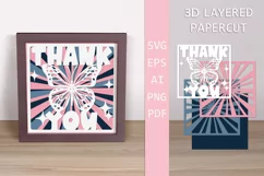 Thank You card design Layered Thank you SVG paper cut card