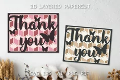 Thank You card with butterflies Thank you layered card SVG
