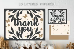 Thank You card with butterflies Thank you layered papercut