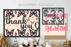Thank You card with butterflies Thanks layered papercut SVG
