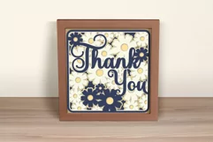 Thank You card with flowers Thank you layered papercut SVG