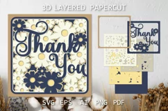 Thank You card with flowers Thank you layered papercut SVG