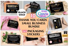 10 Thank you Cards Small Business Black &amp; Gold Bundle Product Image 1