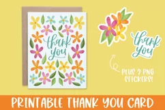 Thank You Floral, Printable Thank You Card & Stickers Product Image 1