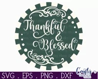 Fall Farmhouse Round Porch Sign Svg, Thankful And Blessed Product Image 2