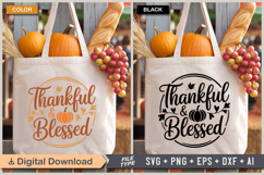 Thankful &amp; Blessed SVG File | Fall SVG | Autumn SVG Product Image 2