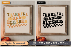 Thankful &amp; Blessed SVG File | Fall Retro SVG Product Image 5