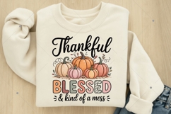 Thankful Fall Pumpkin PNG, Thankful Blessed And Kind Product Image 1