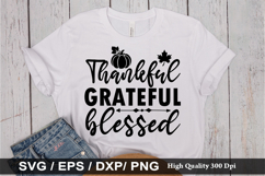 Thankful grateful blessed SVG - Autumn Quotes Design Product Image 1