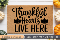 Thankful Hearts Live Here SVG | Fall Doormat SVG | Autumn Product Image 1