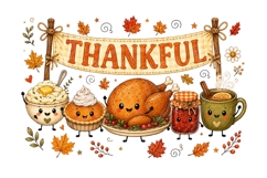 Thankful Thanksgiving Dinner PNG Sublimation Design Art Product Image 1