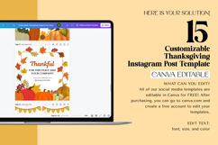 Thanksgiving Instagram Posts Canva Templates Product Image 3