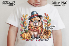 Thanksgiving Capybara PNG Cute Boy Girl Holiday Animal DTF Product Image 1