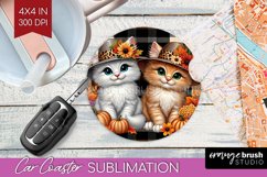 Cute Cat Car Coaster - Thanksgiving Coaster PNG Sublimation Product Image 1