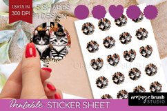 Cute Cat Round Sticker - Thanksgiving Printable Sticker Product Image 1