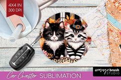 Cute Cat Car Coaster - Thanksgiving Coaster PNG Sublimation Product Image 1