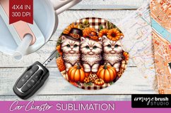 Cute Cat Car Coaster - Thanksgiving Coaster PNG Sublimation Product Image 1