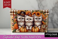 Cute Cat Cosmetic Bag - Thanksgiving Makeup Bag PNG Product Image 1