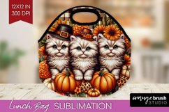 Cute Cat Lunch Bag - Thanksgiving Lunch Bug PNG Sublimation Product Image 1