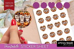 Cute Cat Round Sticker - Thanksgiving Printable Sticker Product Image 1