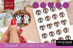 Cute Cat Round Sticker - Thanksgiving Printable Sticker Product Image 1