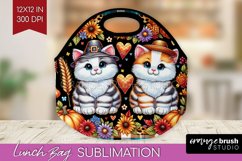Cute Cat Lunch Bag - Thanksgiving Lunch Bug PNG Sublimation Product Image 1