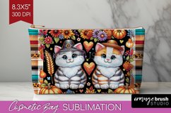 Cute Cat Cosmetic Bag - Thanksgiving Makeup Bag PNG Product Image 1