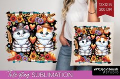 Cute Cat Tote Bag - Thanksgiving Tote Bag PNG Sublimation Product Image 1