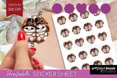 Cute Cat Round Sticker - Thanksgiving Printable Sticker Product Image 1