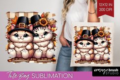 Cute Cat Tote Bag - Thanksgiving Tote Bag PNG Sublimation Product Image 1