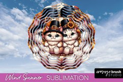Thanksgiving Wind Spinner - Cat Wind Spinner Sublimation PNG Product Image 1