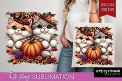 Cute Cat Tote Bag - Thanksgiving Tote Bag PNG Sublimation Product Image 1