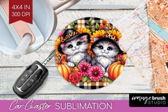 Cute Cat Car Coaster - Thanksgiving Coaster PNG Sublimation Product Image 1