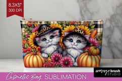 Cute Cat Cosmetic Bag - Thanksgiving Makeup Bag PNG Product Image 1