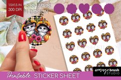 Cute Cat Round Sticker - Thanksgiving Printable Sticker Product Image 1