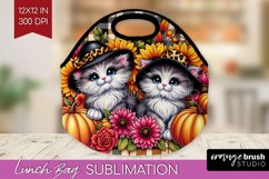 Cute Cat Lunch Bag - Thanksgiving Lunch Bug PNG Sublimation Product Image 1